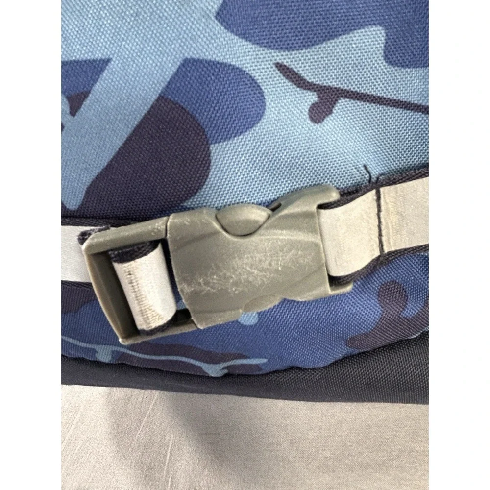 Pottery Barn Kids Mackenzie Backpack Camouflage Blue School has some wear